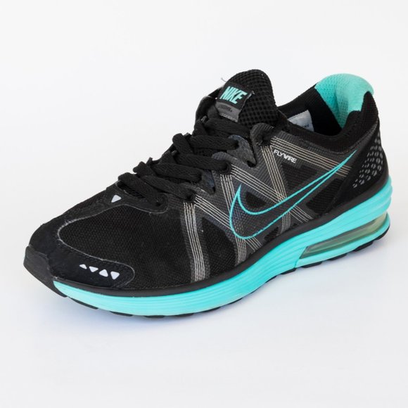 Nike LunarMX+ Flywire Women's Running Sneaker, Black / Blue, Max Air, Size 7.5 - Picture 4 of 8